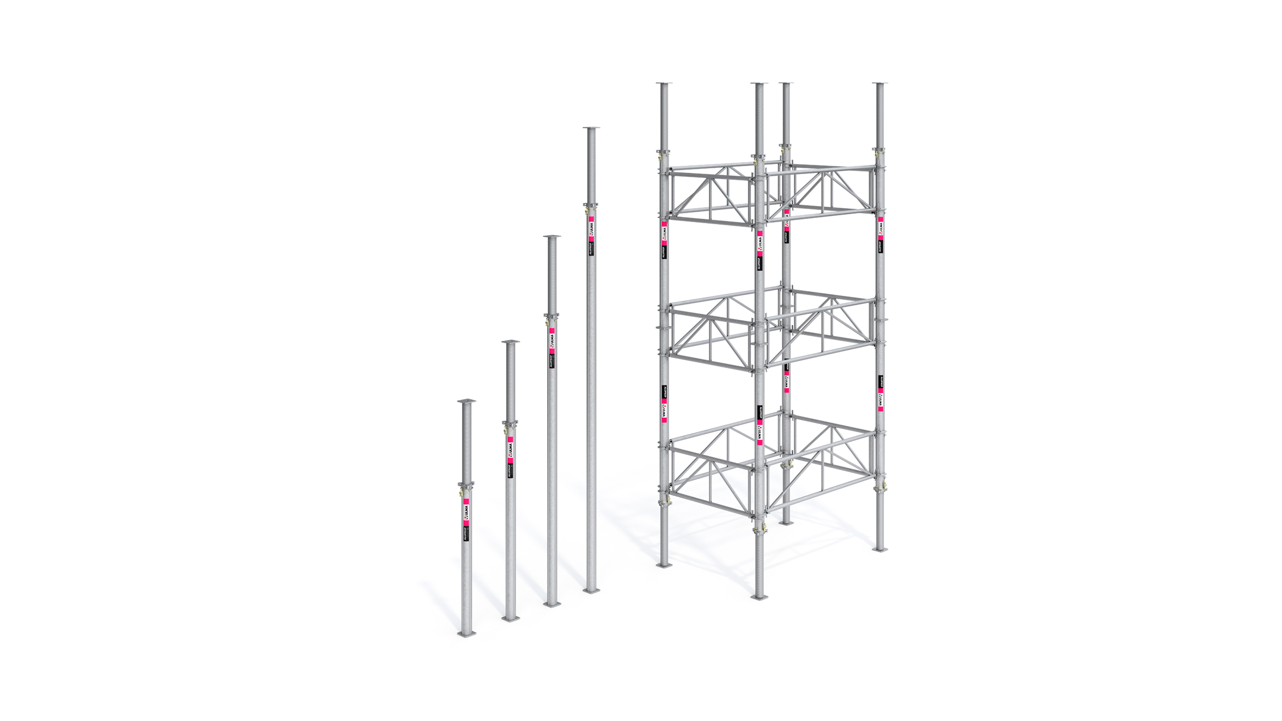 Lekka, certyfikowana podpora stropowa o dużej nośności. Możliwość konstruowania wież podporowych o wysokości do 12 m.